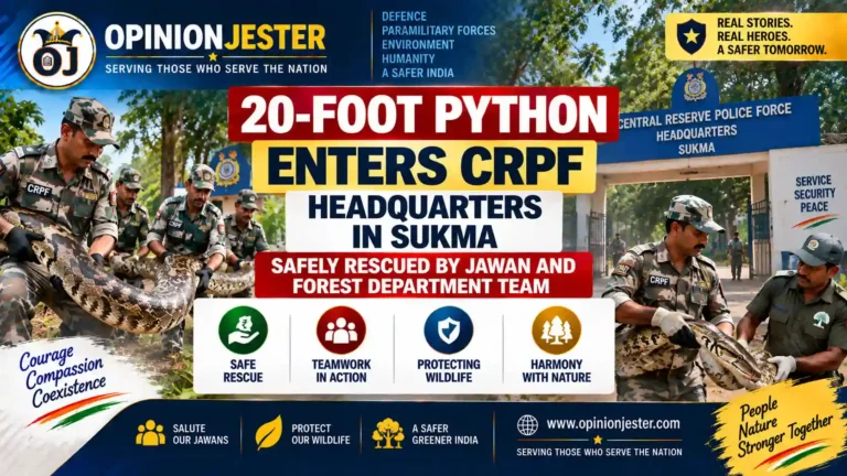 CRPF मुख्यालय में घुसा 20 फीट का अजगर, जवानों ने वन विभाग संग किया सुरक्षित रेस्क्यू 3 20-feet-python-enters-crpf-headquarters-sukma-rescue
