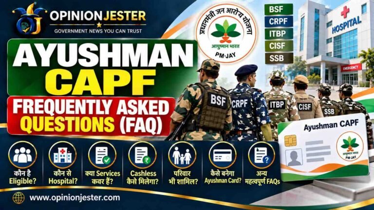 Ayushman CAPF FAQ: CAPF जवानों और परिवार को कैसे मिलेगा Cashless Treatment? 1 Ayushman CAPF: Card, Cashless Treatment और FAQ